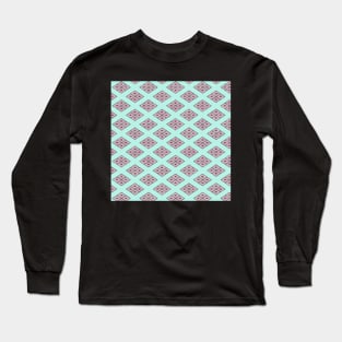 Traditional Japanese Geometric Floral Nadeshiko (Carnation) Hishi Diamond Pattern in Pastel Tones Long Sleeve T-Shirt